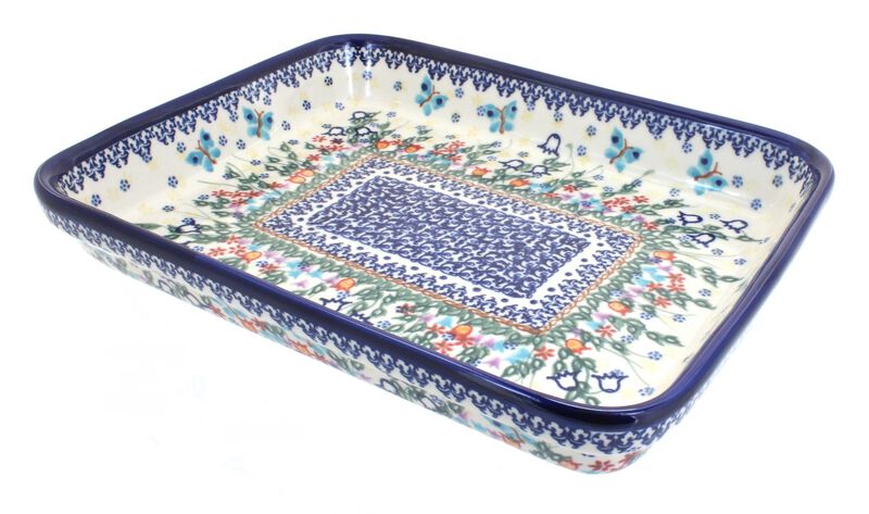 Blue Rose Polish Pottery Savannah Large Rectangular Baker