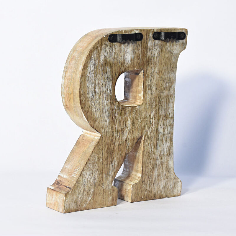 Vintage Natural Handmade Eco-Friendly "R" Alphabet Letter Block For Wall Mount & Table Top Décor