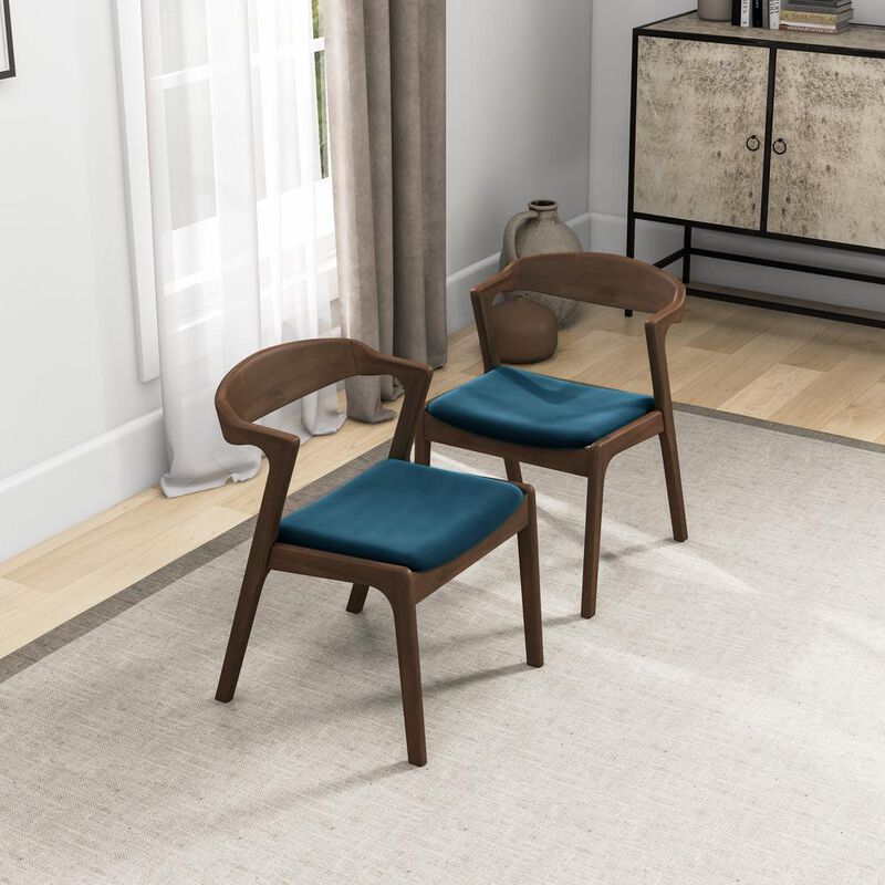 Ashcroft Furniture Co Dakota Mid-Century Modern Solid Wood Velvet Dining Chair (Set of 2)