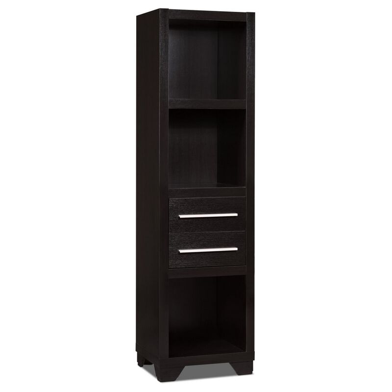 Spacious Media Tower With Drawers, Brown - Benzara