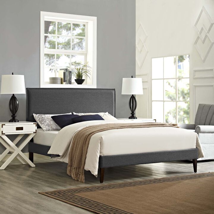 Modway - Amaris Full Fabric Platform Bed with Squared Tapered Legs Gray