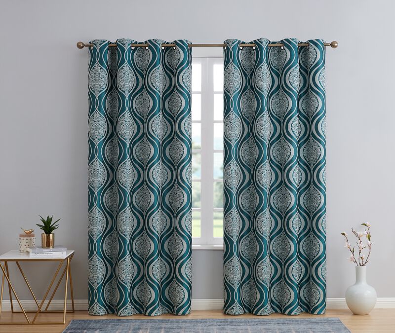 THD Sophia 100% Full Complete Blackout Heavy Thermal Insulated Energy Saving Heat/Cold Blocking Grommet Curtain Drapery Panels for Bedroom & Living Room, Set of 2