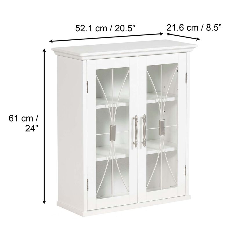 Teamson Home Delaney Removable Wooden Wall Cabinet with 2 Doors- White