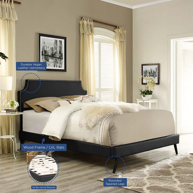 Modway - Corene Queen Vinyl Platform Bed with Round Splayed Legs