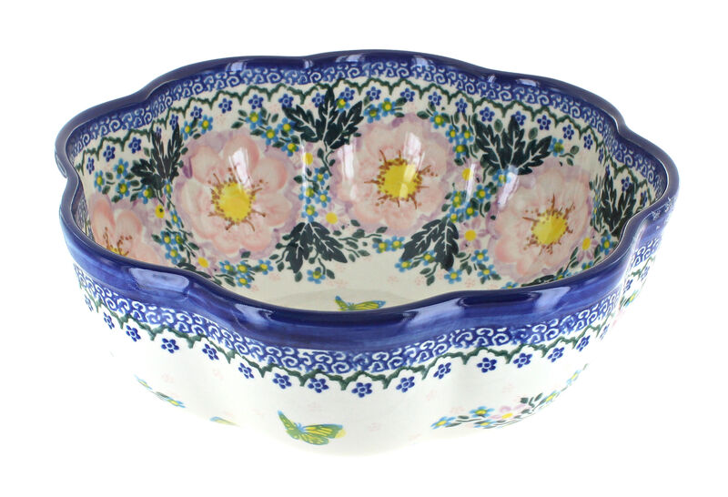 Blue Rose Polish Pottery Tara Large Scallop Bowl