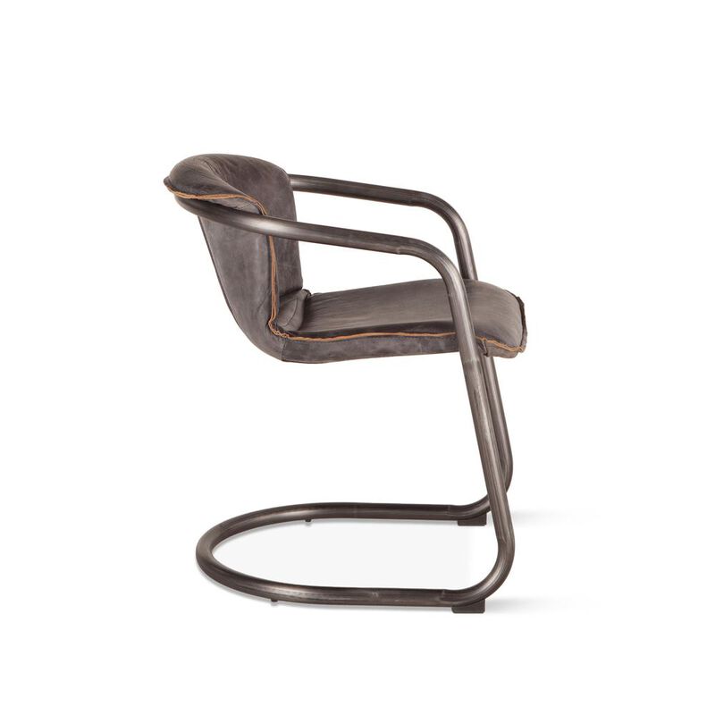 Belen Kox Distressed Antique Ebony Leather Dining Chairs, Set of 2, Belen Kox
