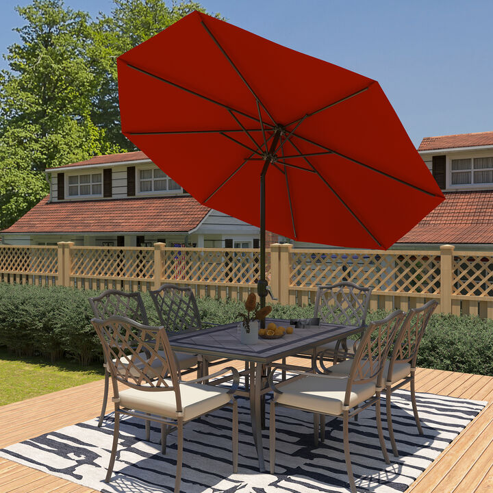 9-ft Push-button Tilt Garden Market Patio Umbrella.