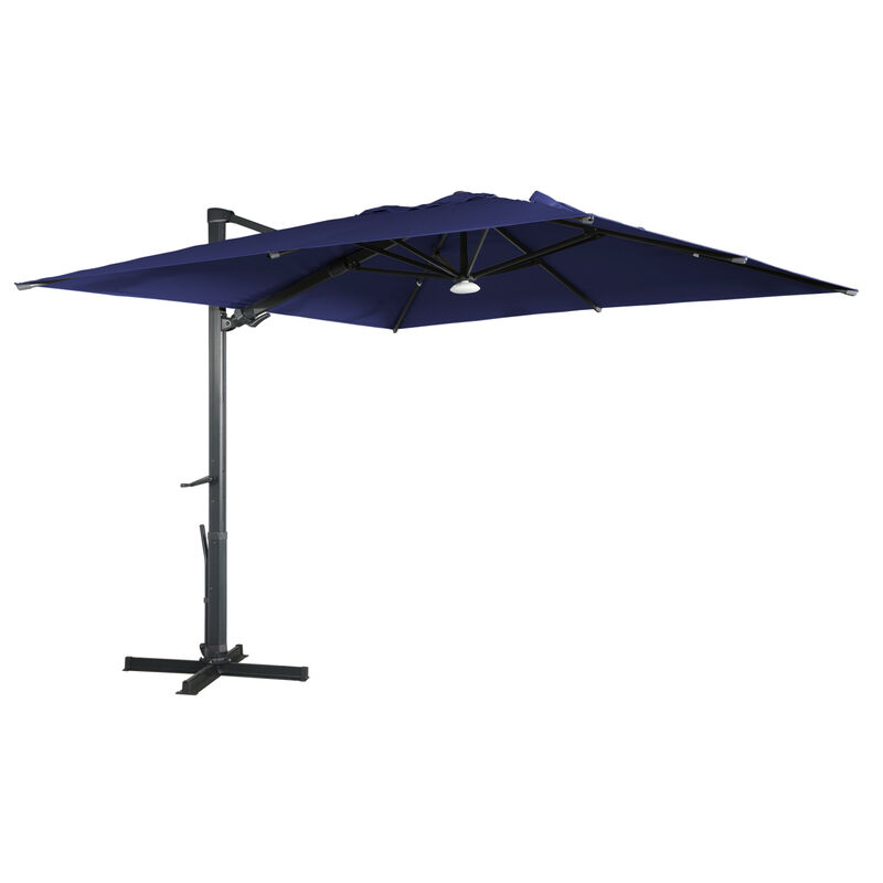 MONDAWE 10ft Square Solar LED Cantilever Patio Umbrella with Bluetooth Light for Outdoor Shade
