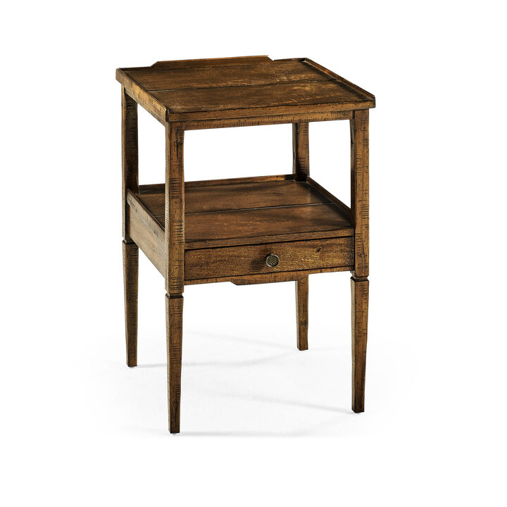 Country Walnut Square End Table