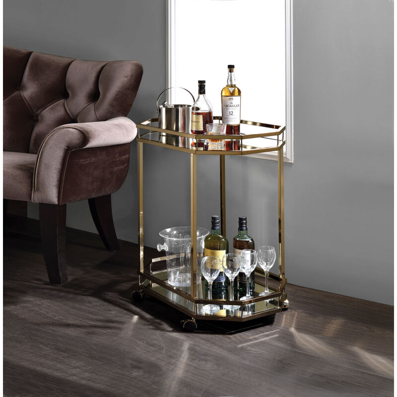 Lacole Serving Cart, Champagne & Mirror