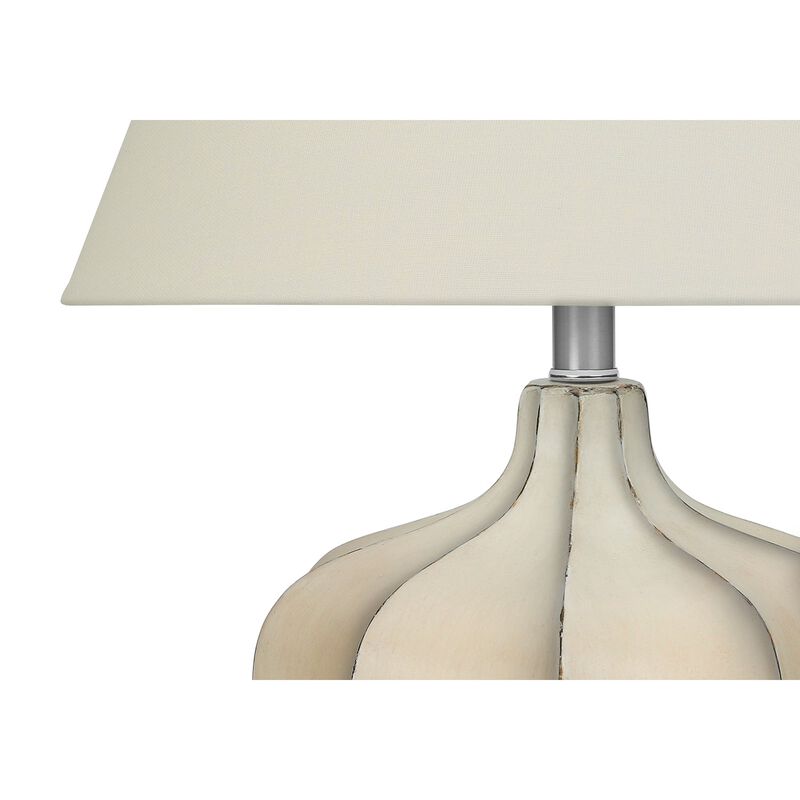 Monarch Specialties I 9733 - Lighting, 21"H, Table Lamp, Cream Resin, Ivory / Cream Shade, Transitional