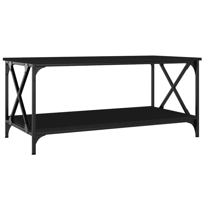 Coffee Table Black 39.4"x19.7"x17.7" Engineered Wood and Iron