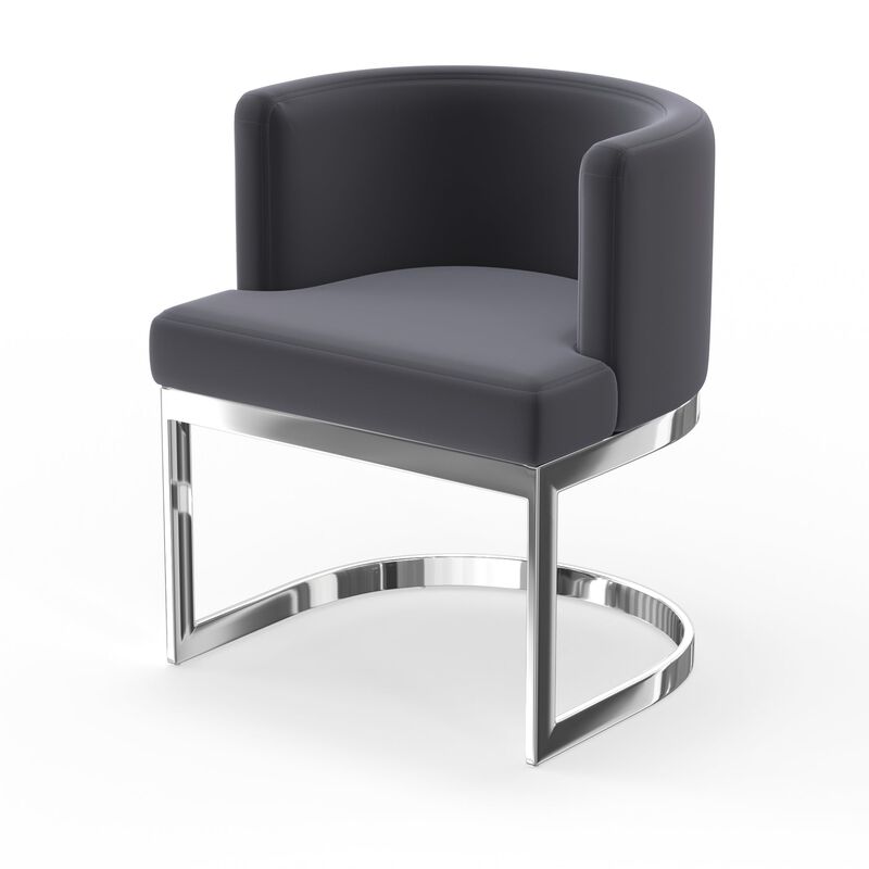 Wingback Dining chair in fabric seat and stainless steel base