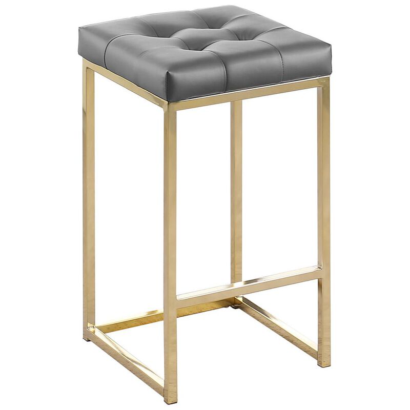 Jersey Faux Leather Counter Height Stool in Gold (Set of 2)