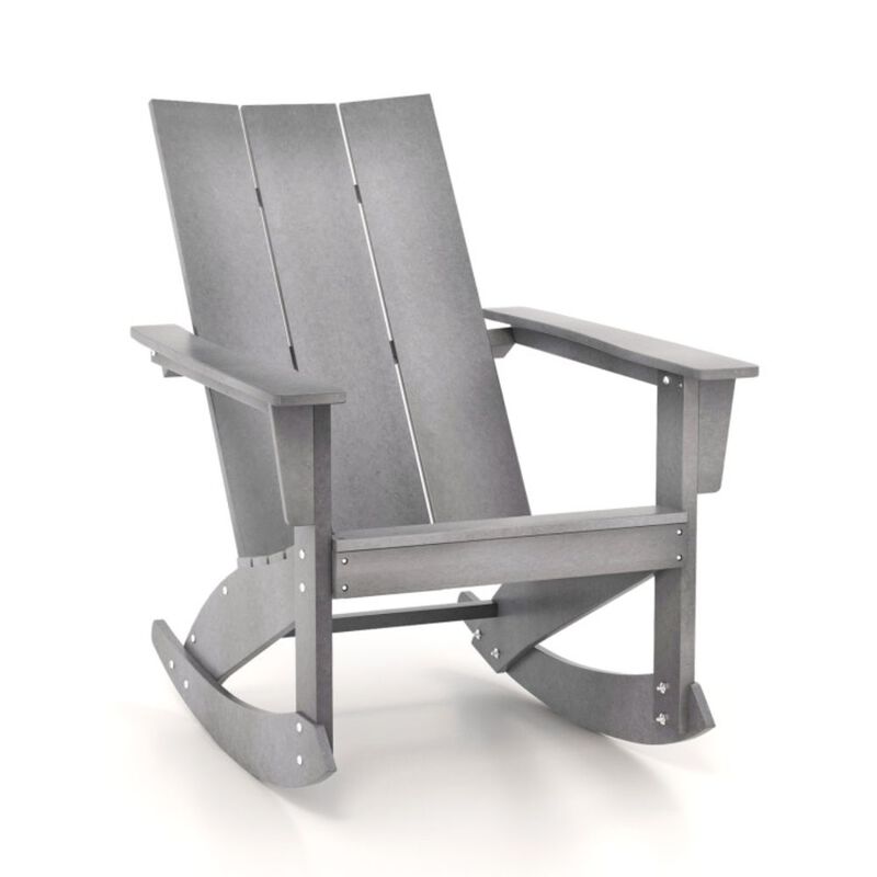 Hivago Adirondack Rocking Chair with Curved Back for Balcony-Gray