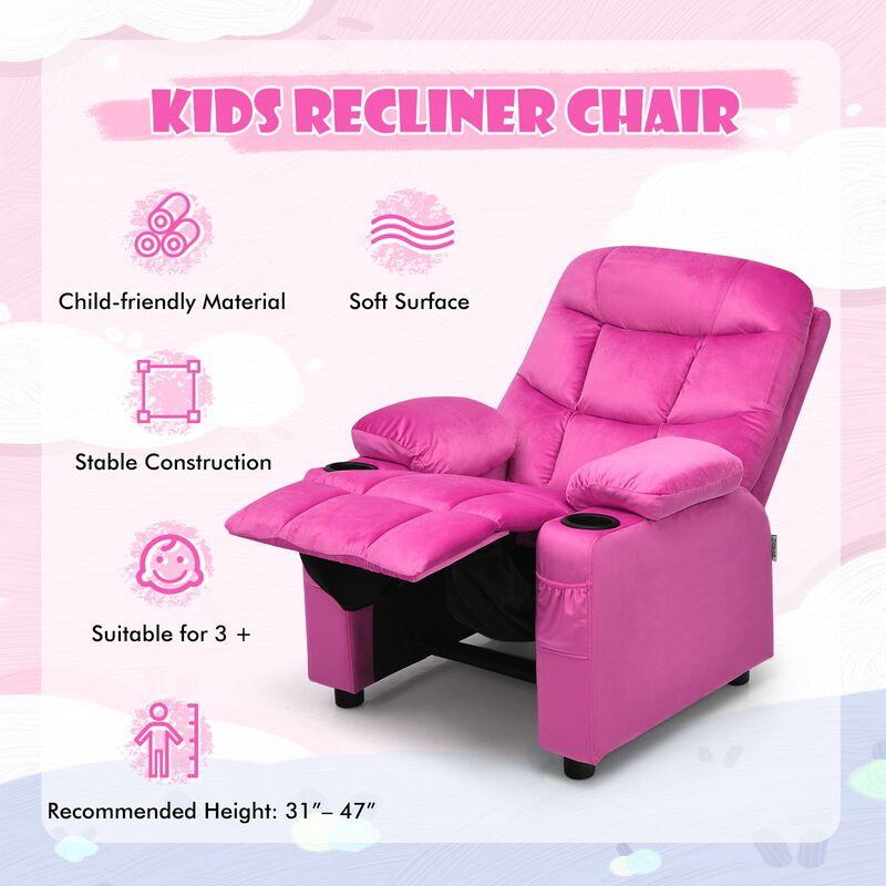 Kids Recliner Chair with Cup Holder and Footrest for Children