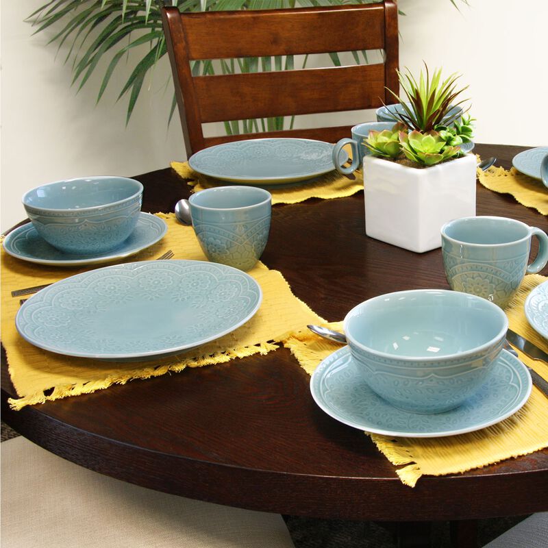 Gibson Elite Alemany 16-Piece Dinnerware Set, Aqua