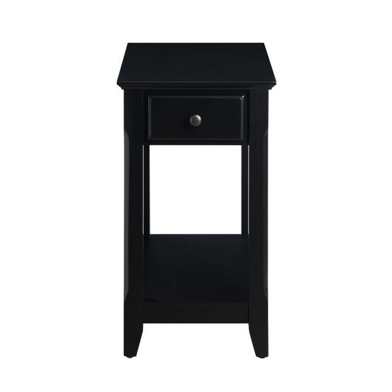 Accent Table with 1 Drawer and Bottom Shelf, Black - Benzara