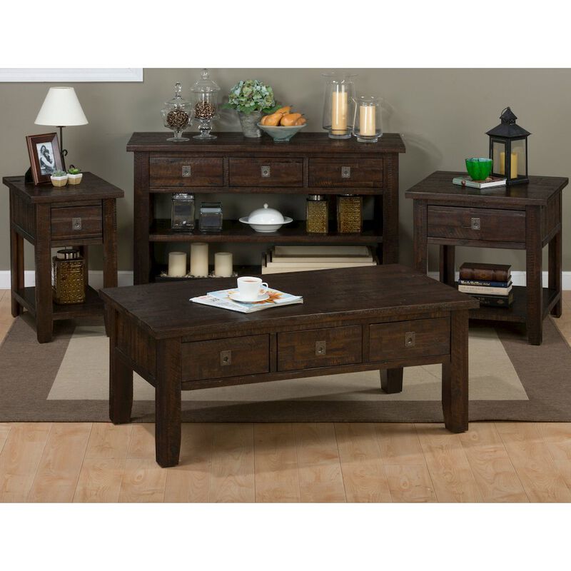 Jofran Kona Grove 48 Distressed Solid Wood Rectangle Coffee Table