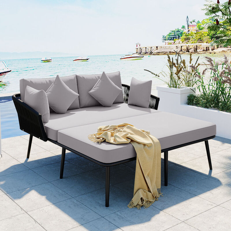 Woven Nylon Outdoor Daybed Set - Gray