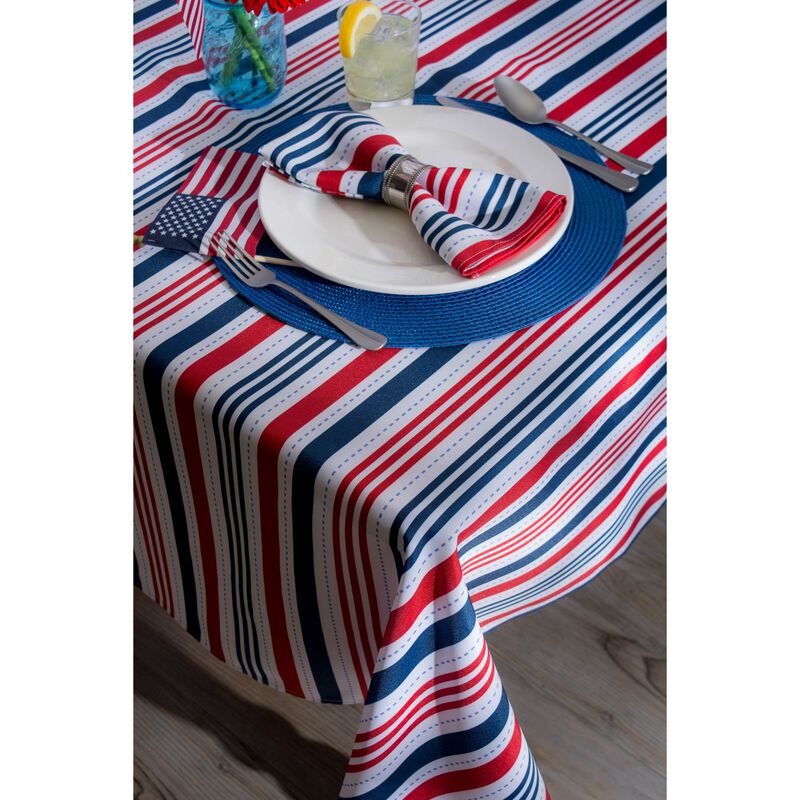 Red and Blue Patriotic Striped Rectangular Tablecloth 60� x 84�