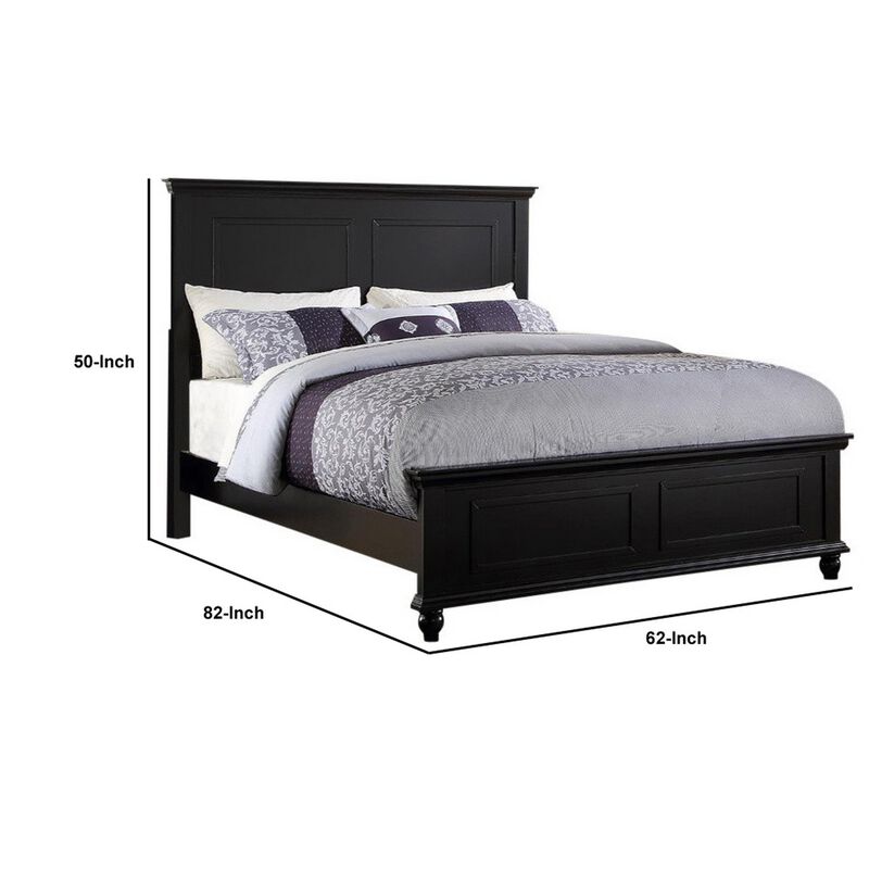 Seamless Wooden Queen Bed, Black-Benzara