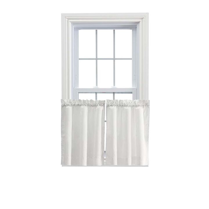 Ellis Stacey 1.5" Rod Pocket Fabric Solid Color Window Tailored Tier Pair 56"x45" Ice Cream