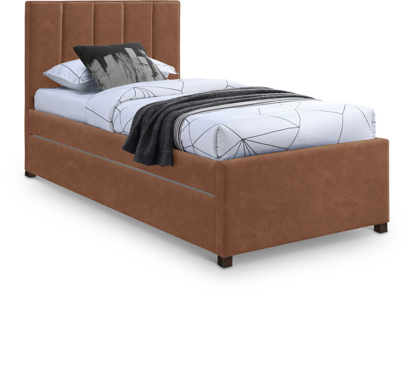 Meridian Furniture Hudson Cognac Vegan Leather Twin Trundle Bed