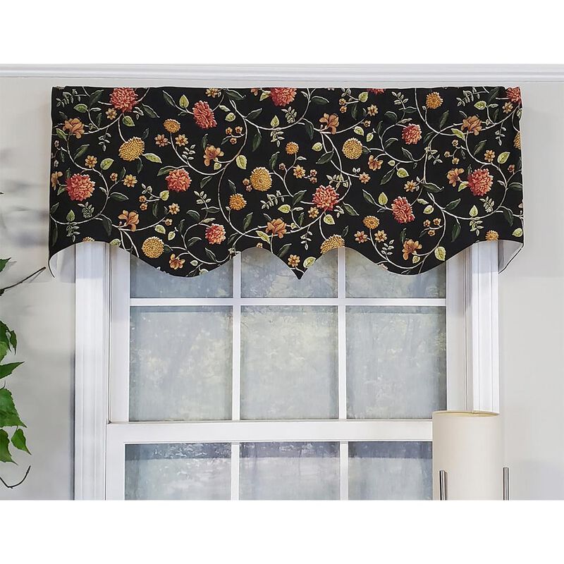 RLF Home Modern Design Classic Nightfall Regal Style Window Valance 50" x 17" Black