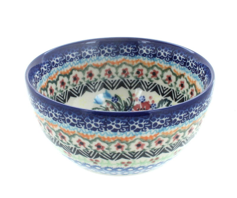 Blue Rose Polish Pottery Poinsettia Dessert Bowl