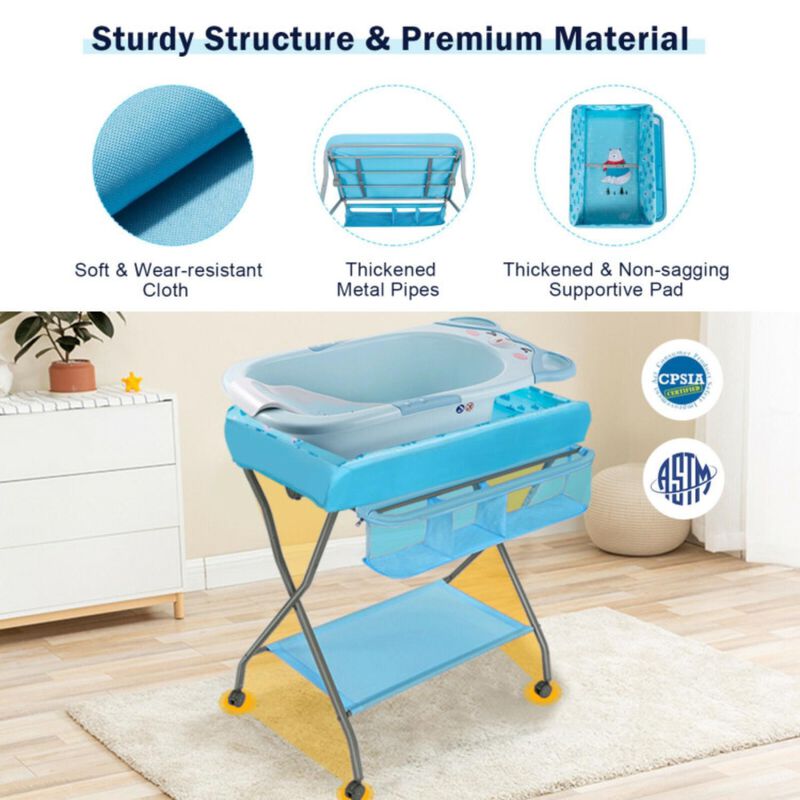 Hivvago Baby Changing Table with Safety Belt and 4-side Defence