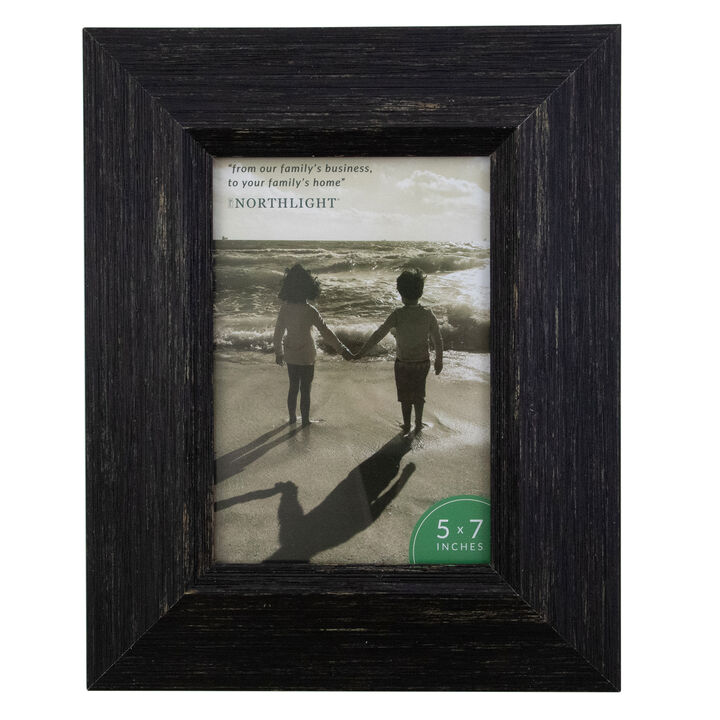 10" Distressed Finish Rectangular 5" x 7" Photo Picture Frame - Black