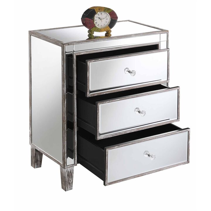 Gold Coast Large Mirrored 3 Drawer End Table