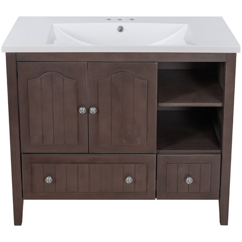 Merax Painted Finish 36" Bathroom Vanity with Ceramic Basin