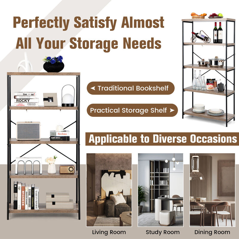 Multipurpose Open Bookcase Industrial Rack Wide Standing Storage Shelf