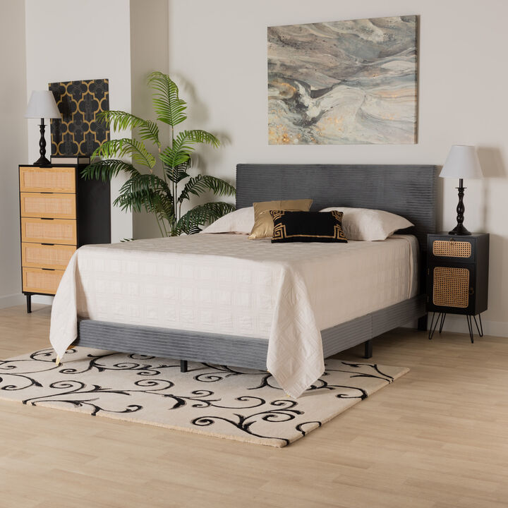 Baxton Studio Abberton Modern and Contemporary Black Velvet and Gold Metal Queen Size Panel Bed