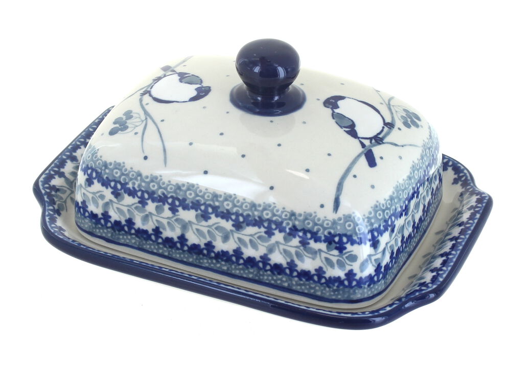 Blue Rose Polish Pottery Song of Spring Butter Dish