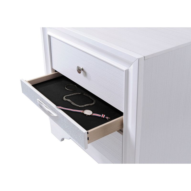 Stylish 3 Drawers Wood Nightstand By Naima , White-Benzara