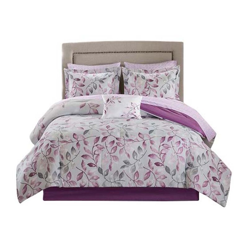 Gracie Mills Amalia 9-Piece Floral Comforter Set with Coordinating Cotton Bed Sheets - Queen