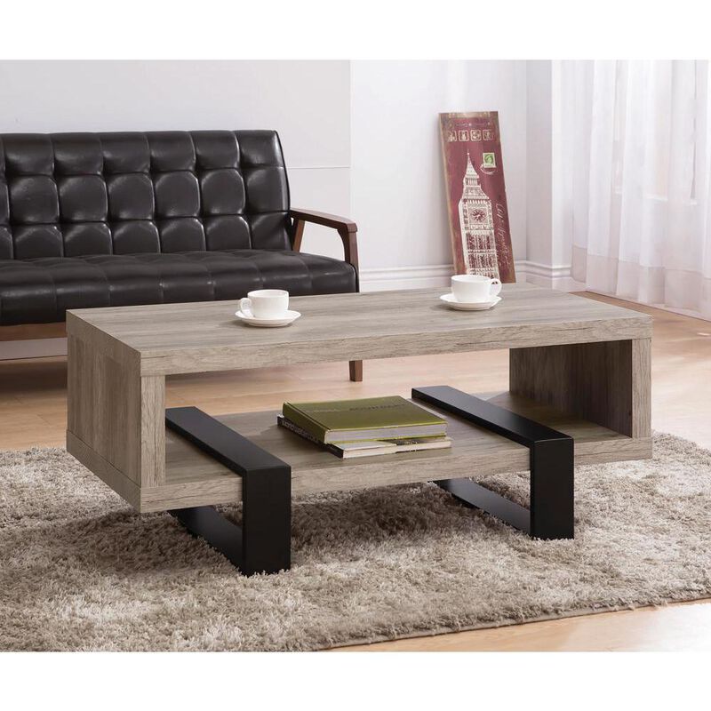 Dinard Coffee Table with Shelf Grey Driftwood