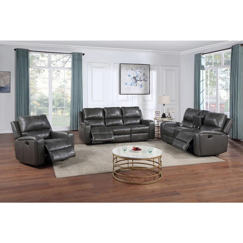 New Classic Furniture Linton Leather Glider Recliner-Gray