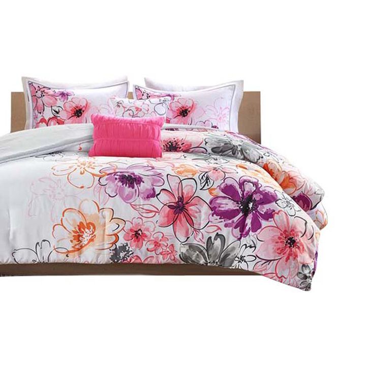 Gracie Mills Lysandra Floral Print Comforter Set