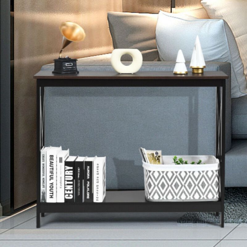 2-Tier Console X-Design Sofa Side Accent Table