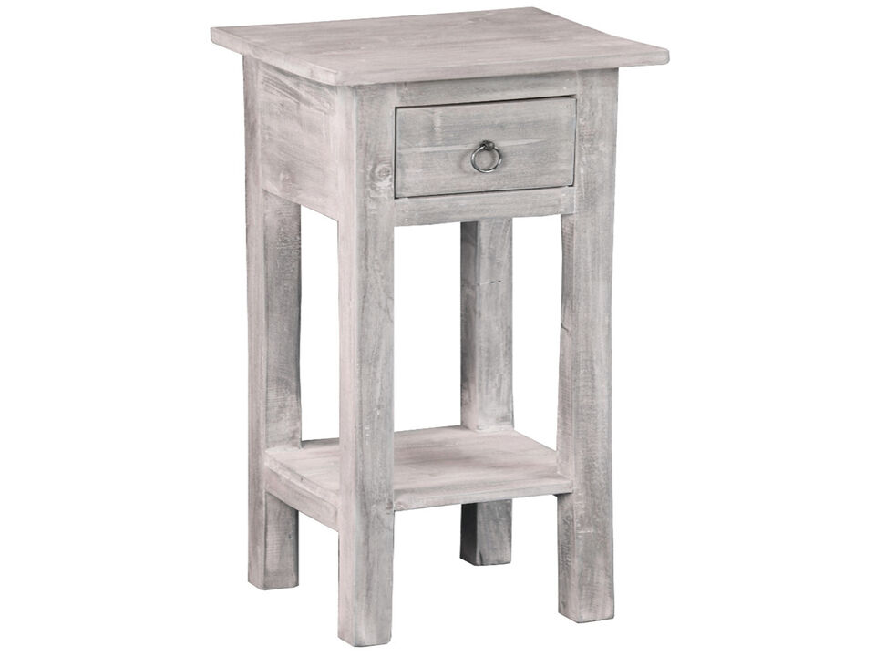Shabby Chic Cottage 11.8 in. Square Solid Wood End Table with 1 Drawer