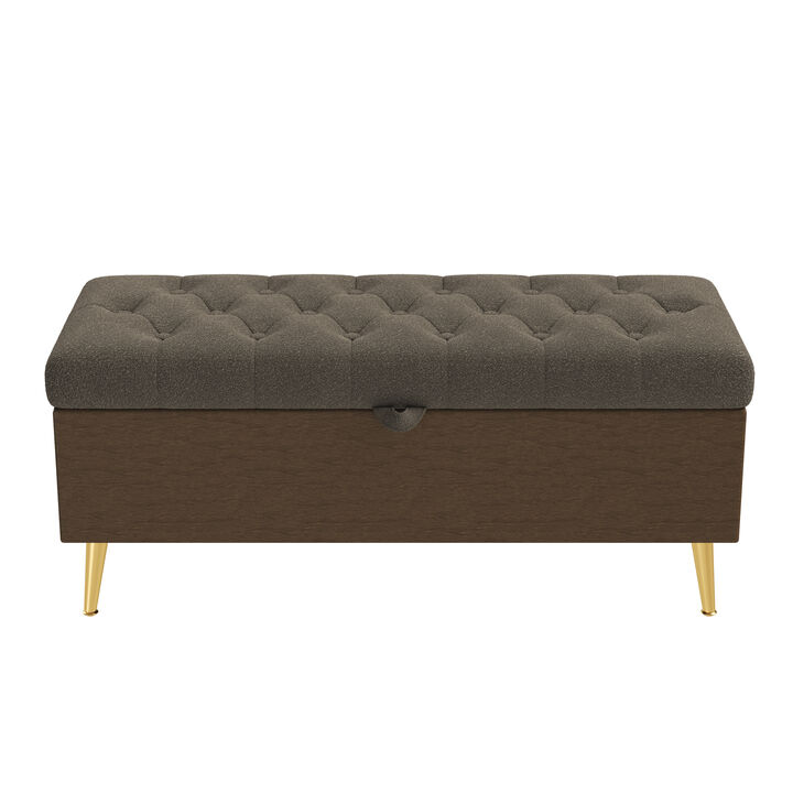 Merax Modern Storage Ottoman Bench Upholstered Bedroom Bench Entryway Storage Ottoman Tufted Ottoman Bench for Living Room
