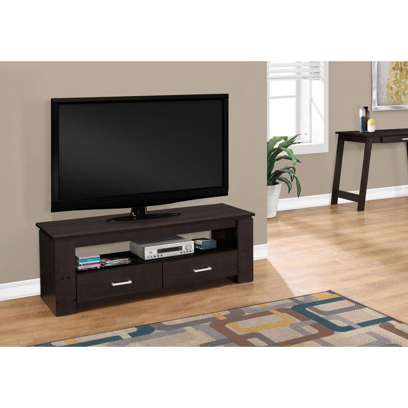 Monarch Specialties I 2600 Tv Stand, 48 Inch, Console, Media Entertainment Center, Storage Drawers, Living Room, Bedroom, Laminate, Brown, Contemporary, Modern