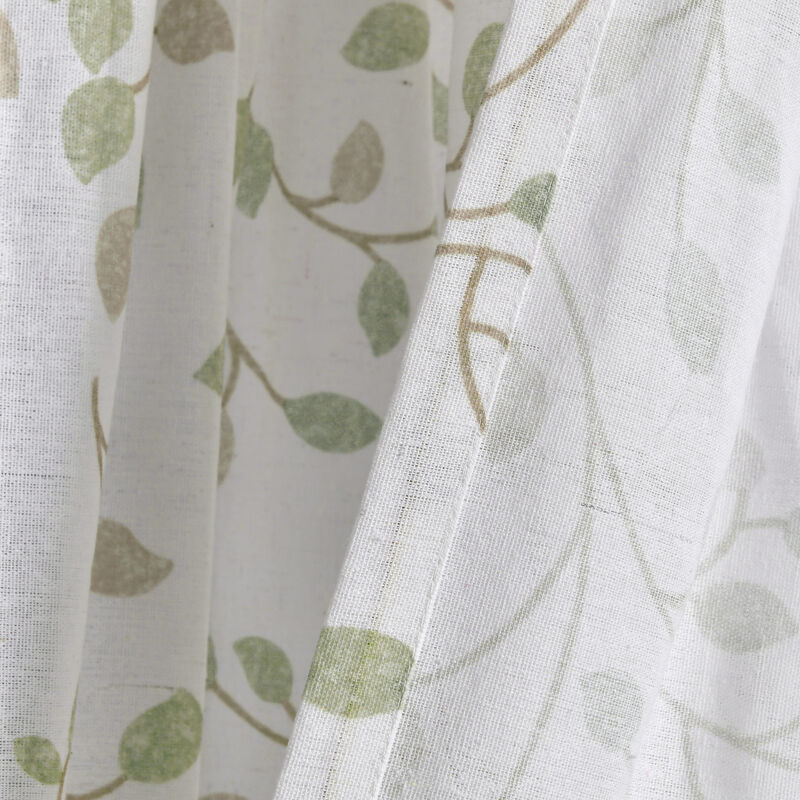 Linen Button Botanical Garden Window Curtain Panels