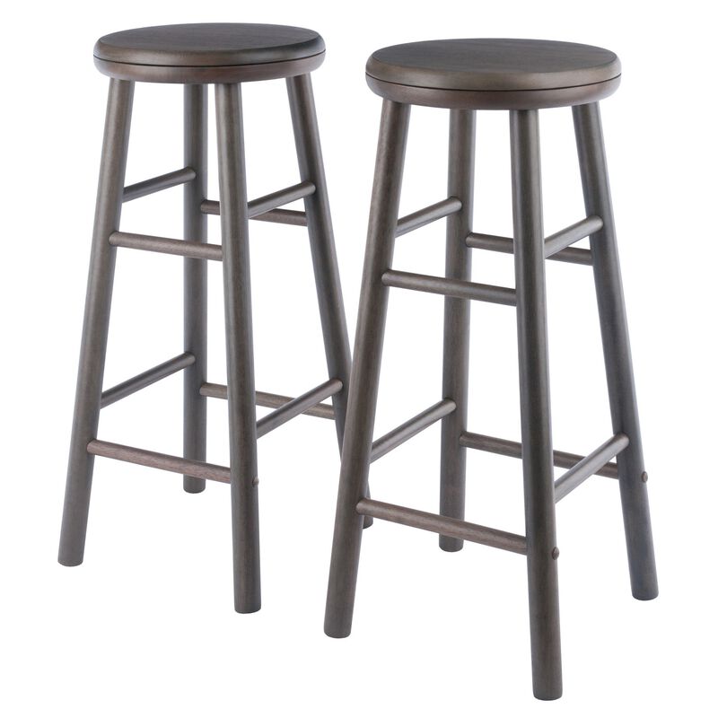Winsome Shelby 2-Pc Swivel Seat Bar Stool Set - Oyster Gray
