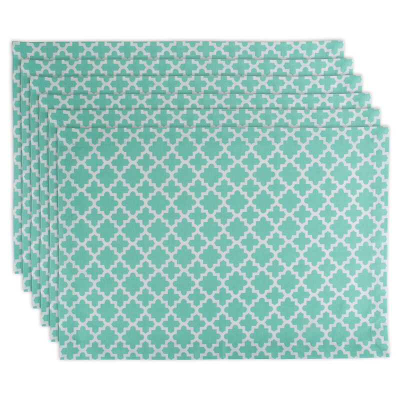 Set of 6 Aqua Blue Lattice Placemats  19"