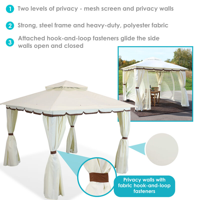 Sunnydaze 10 ft x 10 ft Soft Top Polyester Gazebo with Privacy Wall